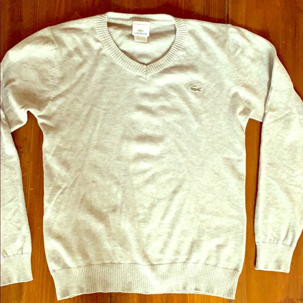Lacoste Light Gray V-Neck Sweater